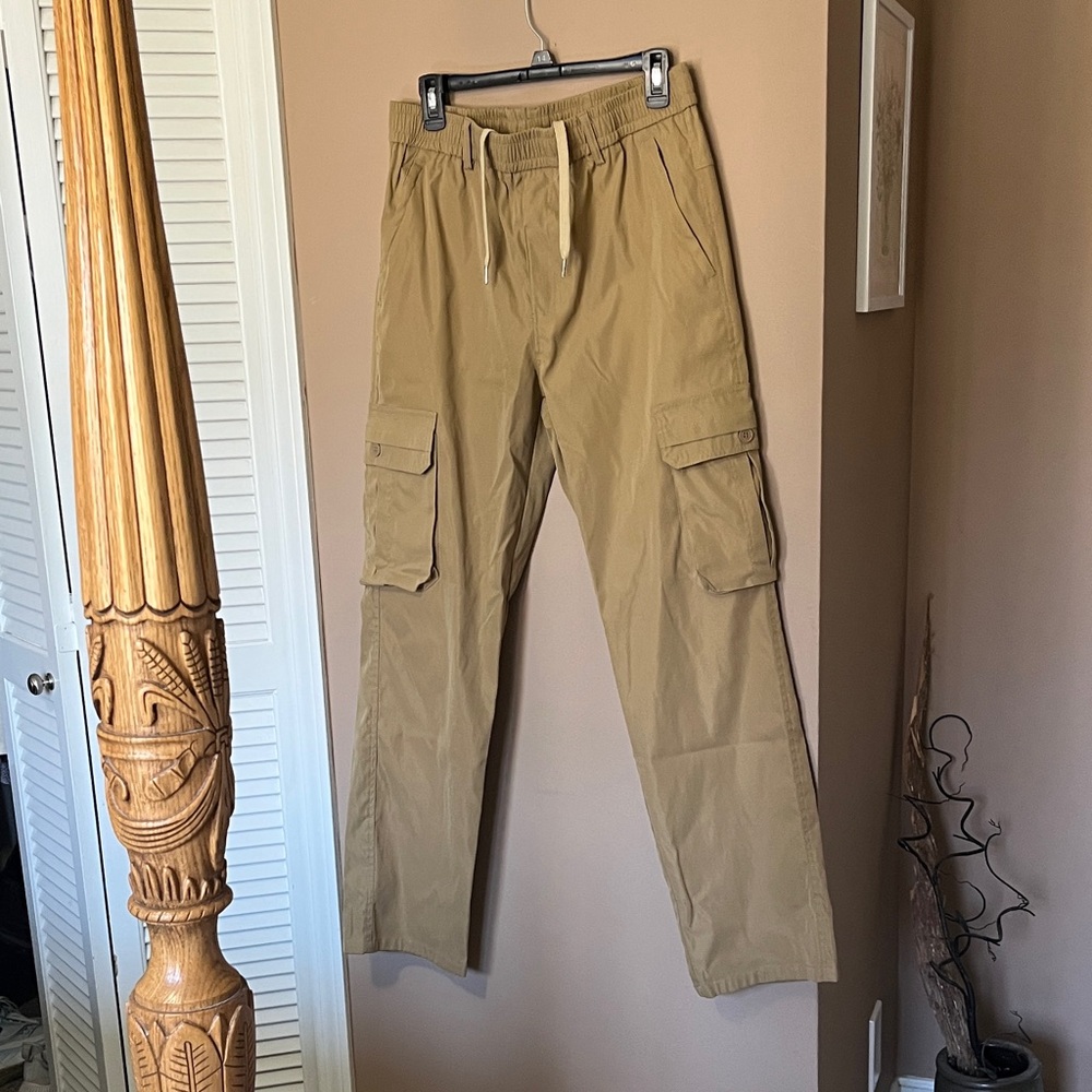 Men's Khaki Cargo Drawstring Pants